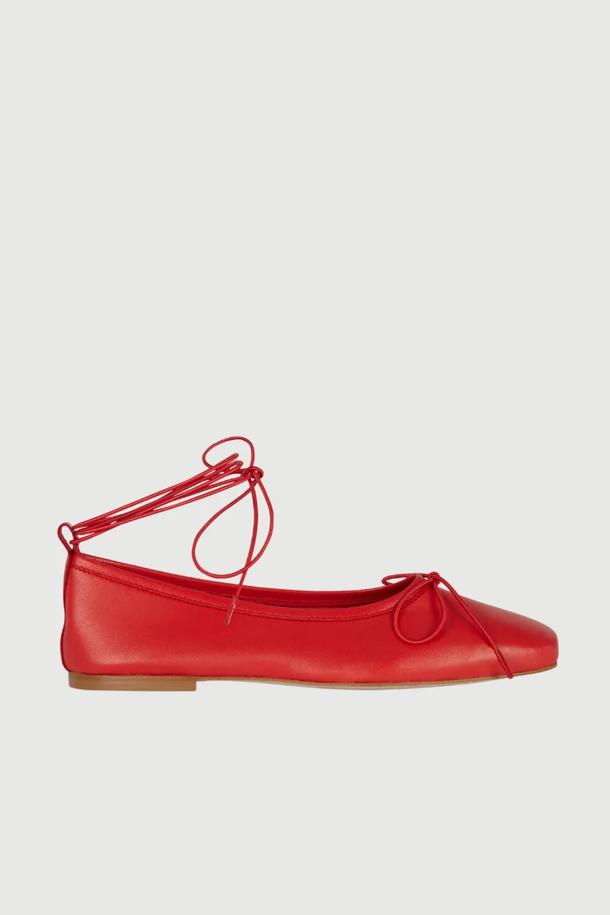 Sienna Ballet Flats in Red Leather