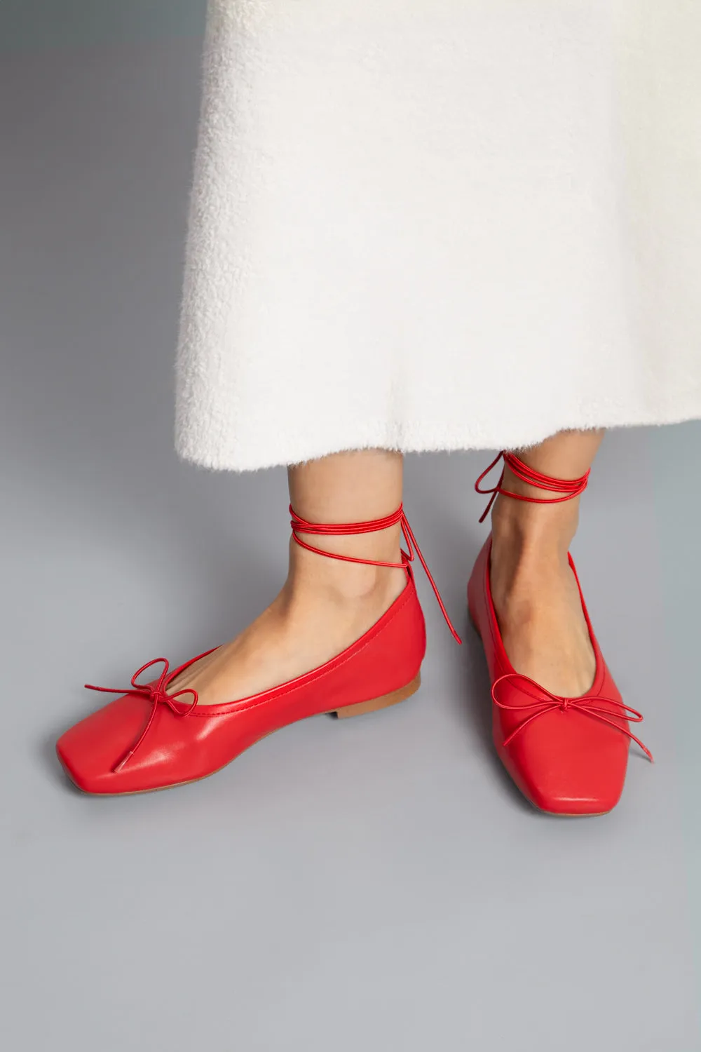 Sienna Ballet Flats in Red Leather