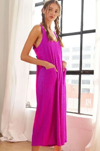 Textured Wide-Leg Jumpsuit