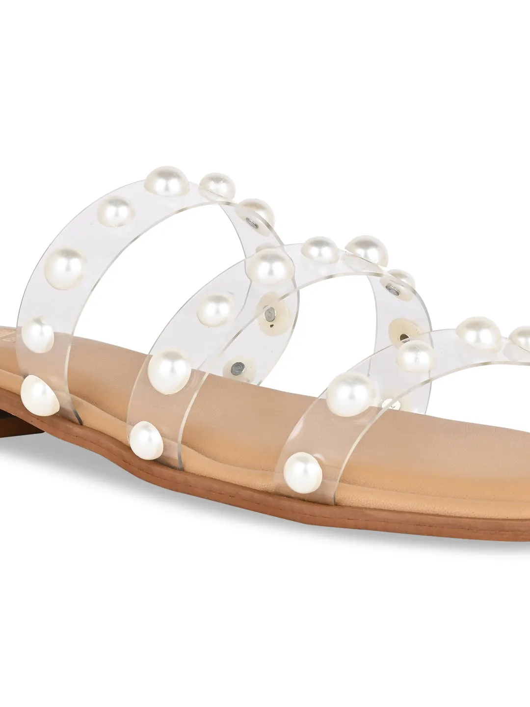 Three Strap Pearl Flats