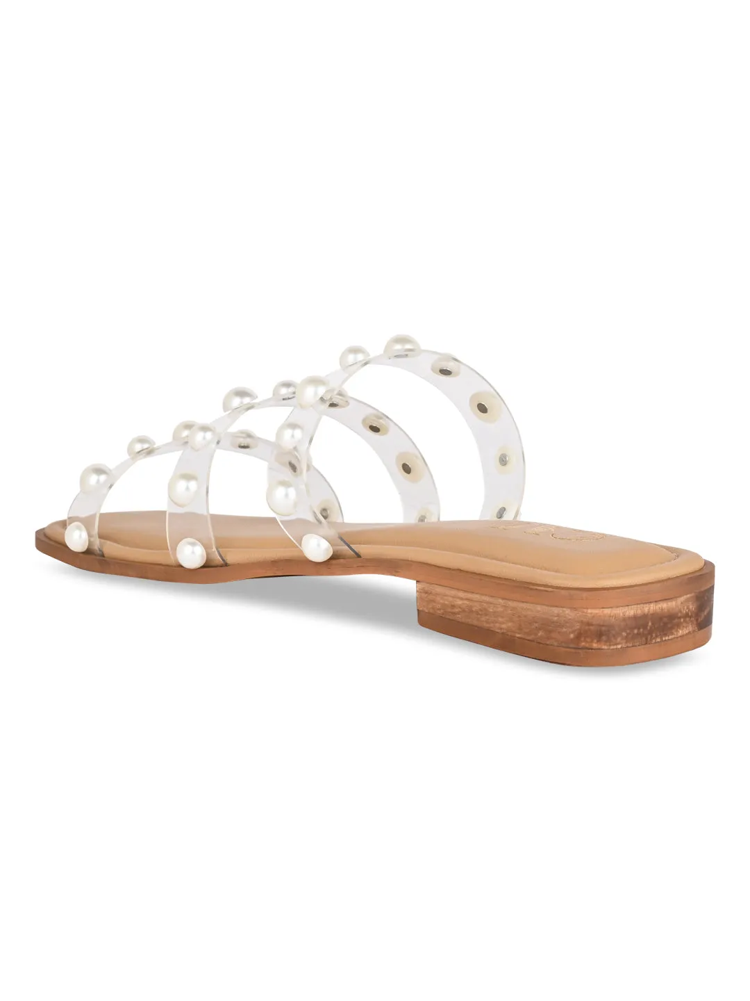 Three Strap Pearl Flats