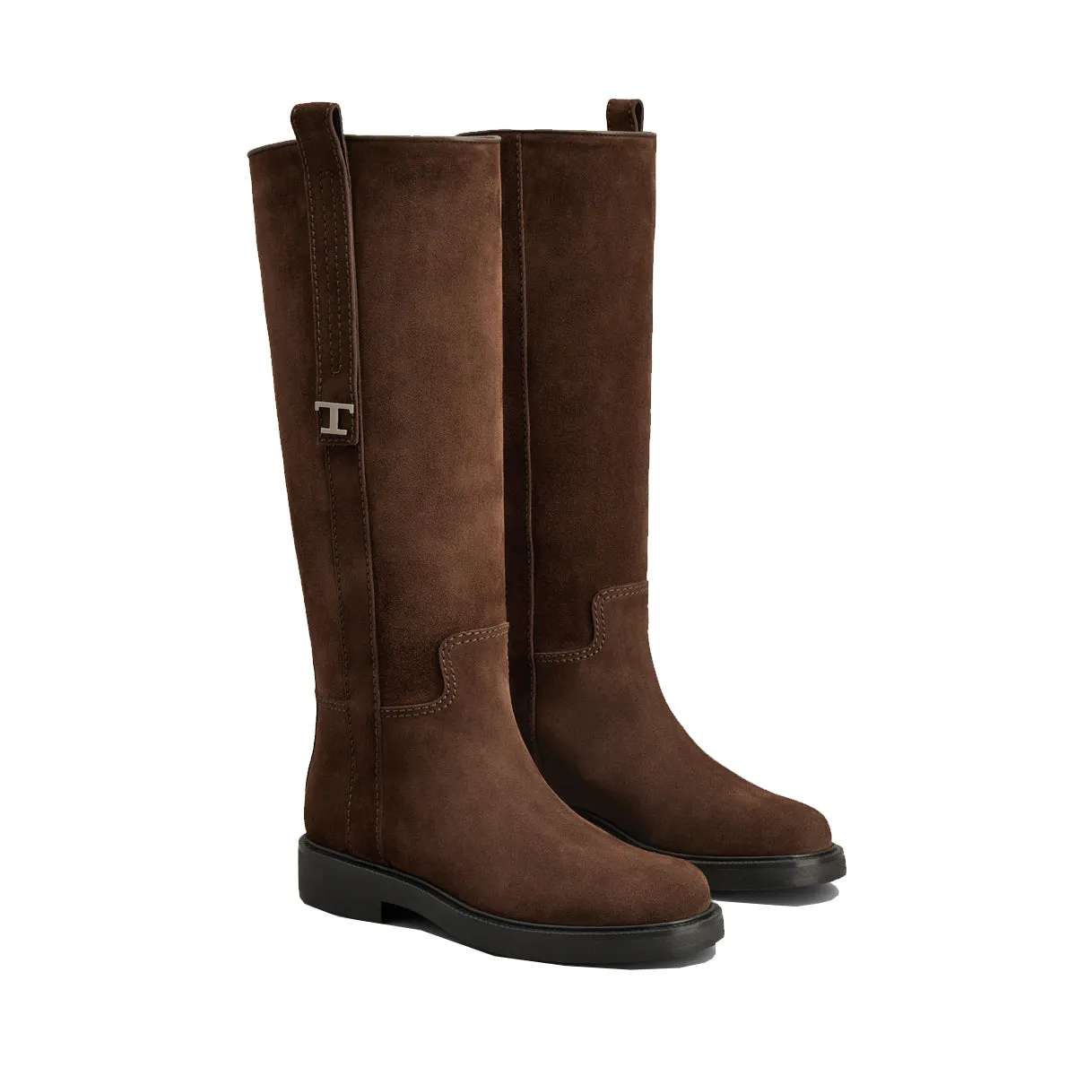 Timeless T Logo Plaque Knee High Boots