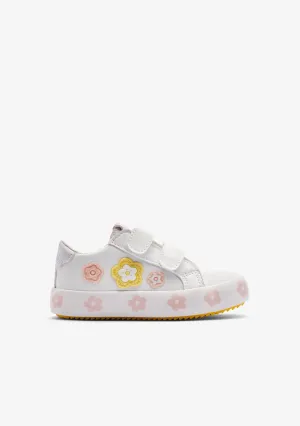 White / Multi Flower Straps Sneakers
