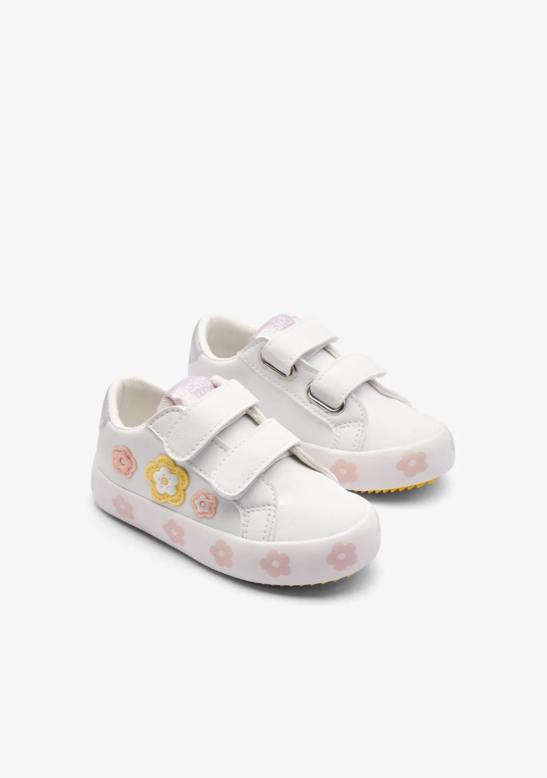 White / Multi Flower Straps Sneakers