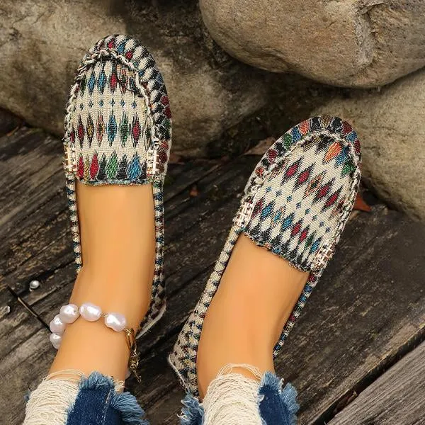 Women's Ethnic Casual Flat-Soled Beanie Shoes 26928337S