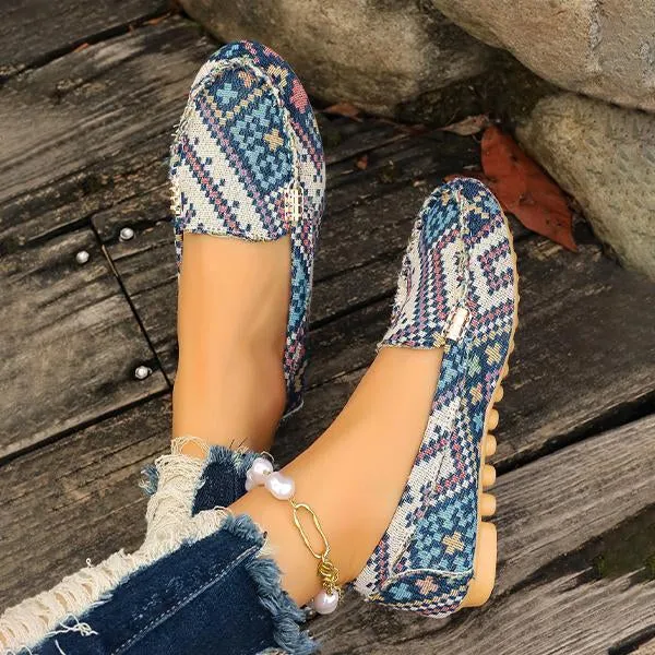 Women's Ethnic Casual Flat-Soled Beanie Shoes 26928337S
