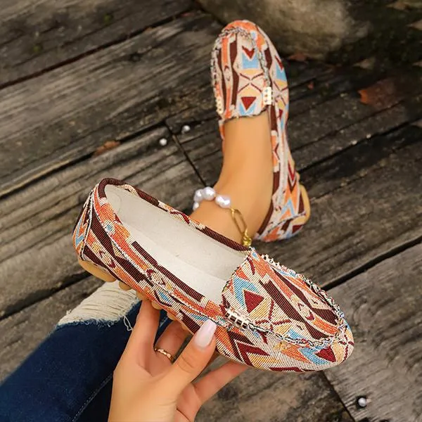 Women's Ethnic Casual Flat-Soled Beanie Shoes 26928337S
