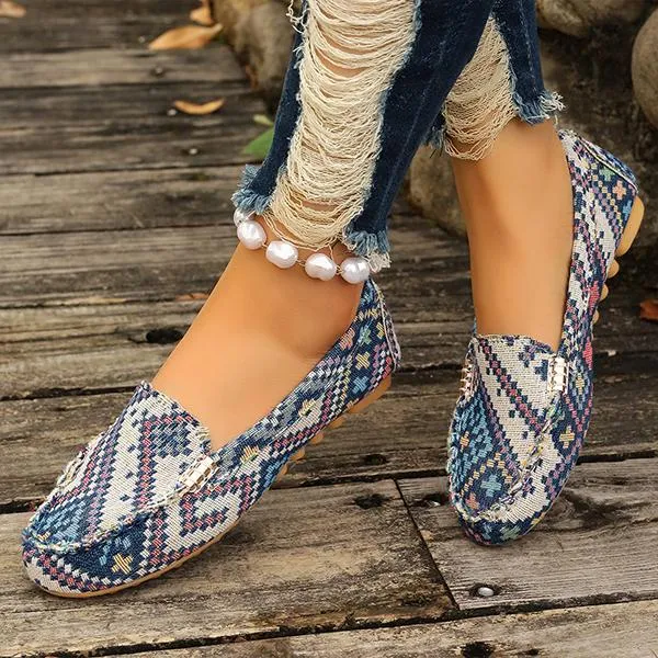 Women's Ethnic Casual Flat-Soled Beanie Shoes 26928337S