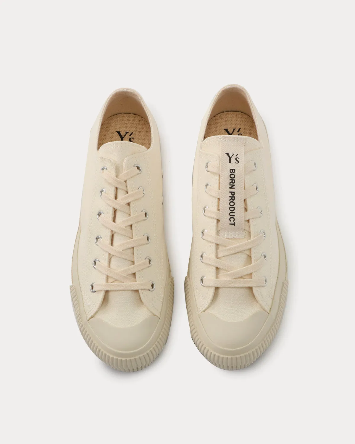 Y's Classic Cotton Canvas White Low Top Sneakers